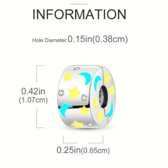 🌙Celestial Glow In The Dark Moon & Stars Pandora Bracelet Charm-Fits Most Others - Picture 3 of 7